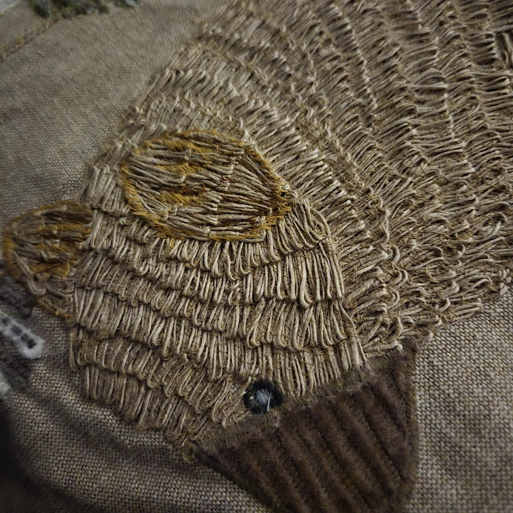 Pottery Barn Tan and Brown Bear Embroidered Pillow Cover - Picture 8 of 8